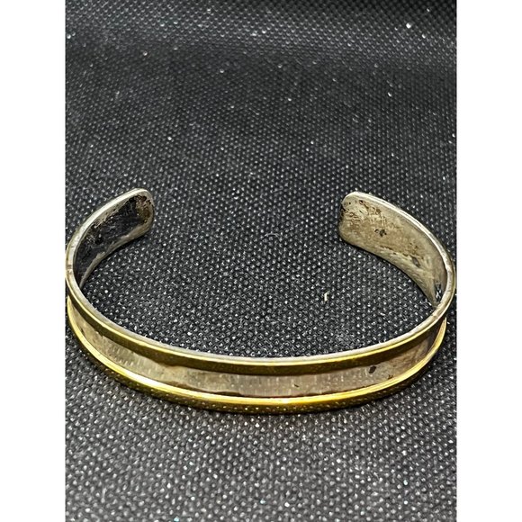 VINTAGE GIDEON STERLING SILVER MID CENTURY MODERNIST TWO TONE CUFF BRACELET - Picture 3 of 7